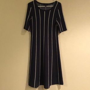 Ann Taylor navy and white stripe sweater dress